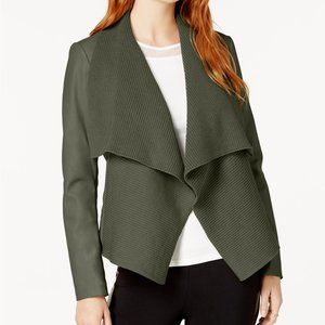 Bar III Drape-Front Faux-Leather Jacket